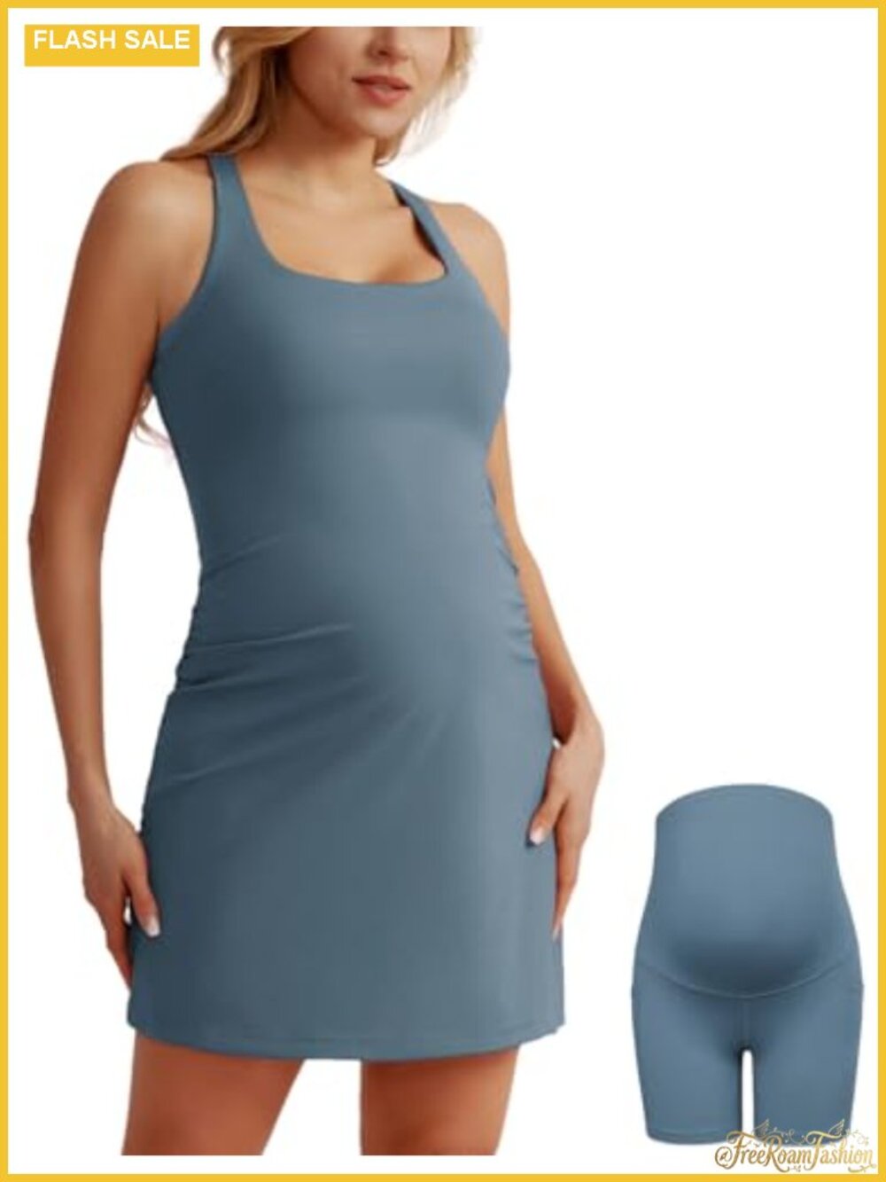 Maternity Tennis Dress with Detachable Shorts and Built-in Bra, High Stretch